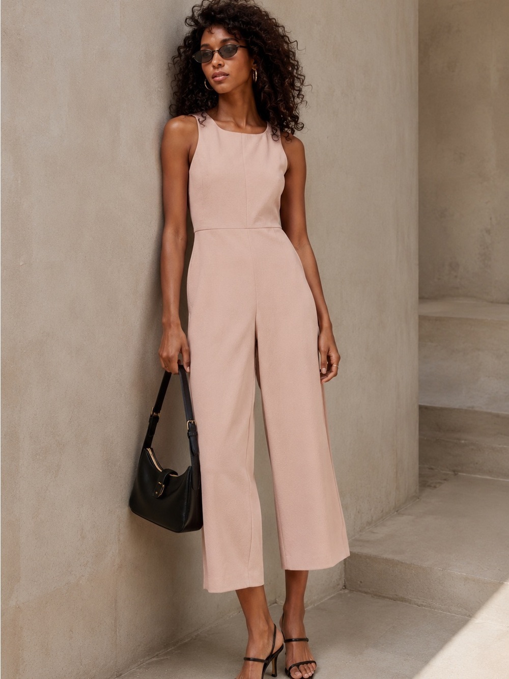 Wilfred Jumpsuit Women Size 8 Pink Encoulement Crepe Wide Leg Pant Sleeveless X
